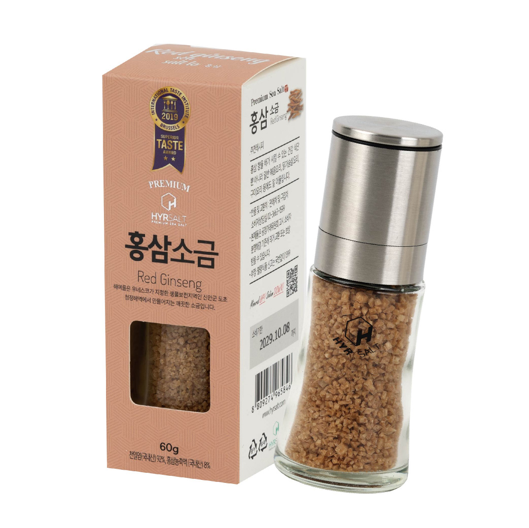 해여름 프리미엄 천일염 로 홍삼소금 그라인더 60g - 상품 이미지