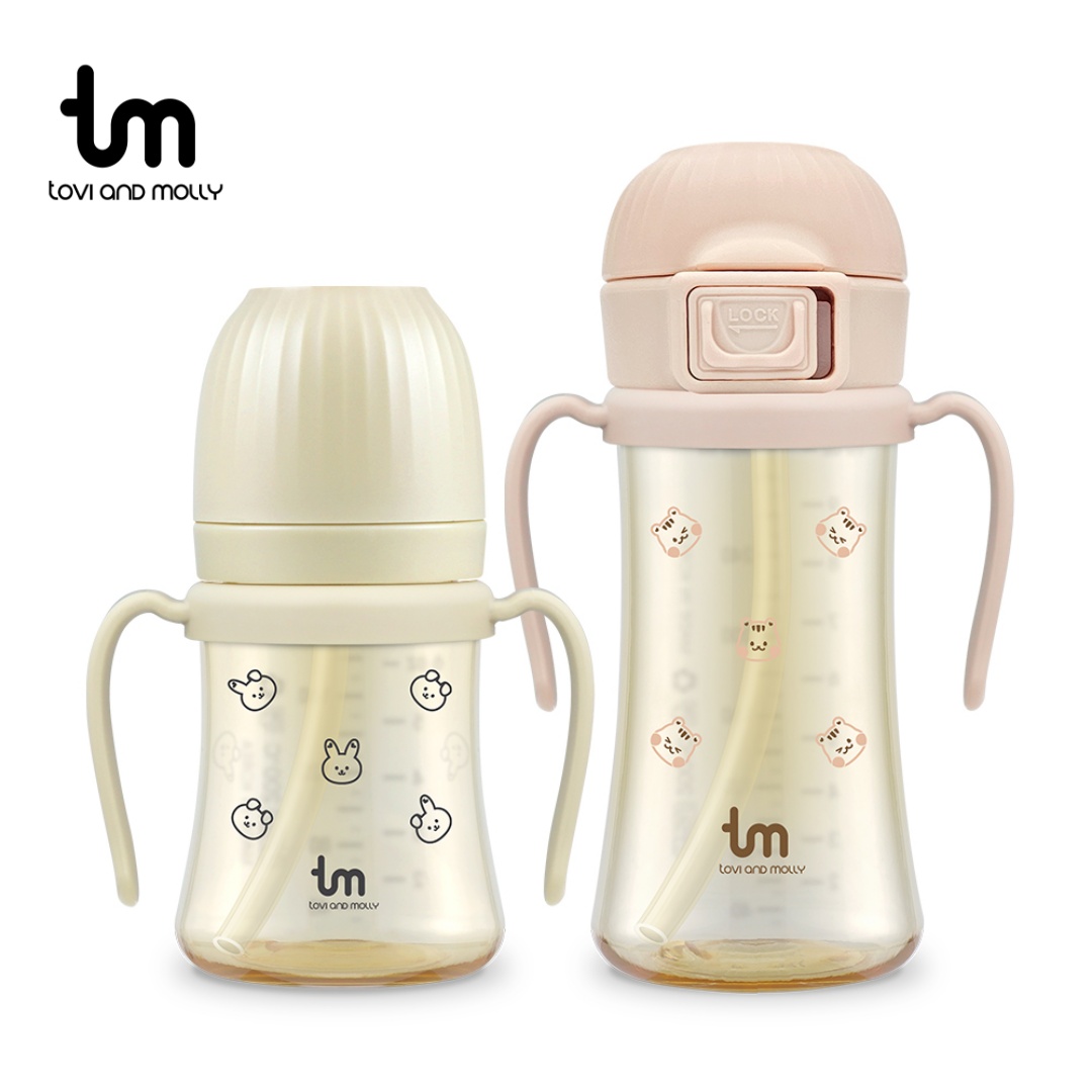 [토비앤몰리] 1+1 180ml 280ml 새지 않는 아기 유아 어린이집 이유식 빨대컵