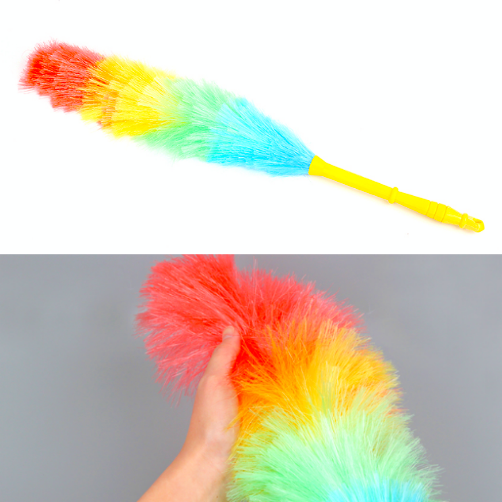 무지개총채먼지털이개 긴손잡이먼지떨이 차량청소용  1개입