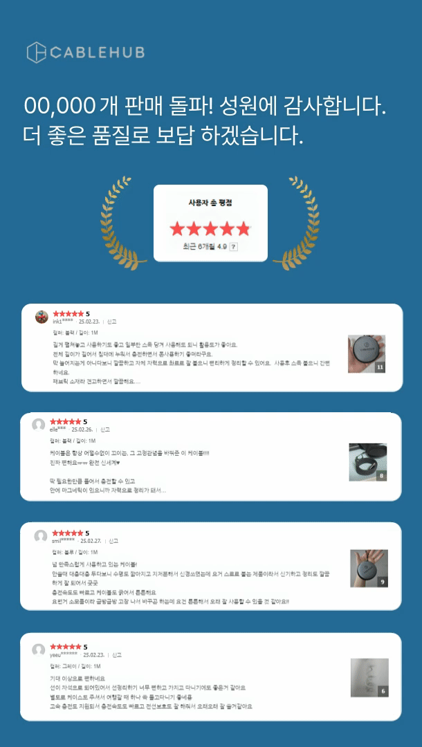 케이블허브 ctoc c타입 고속 초고속 충전 마그네틱 케이블 선 정리 60w 판매처 상세 정보 이미지 3
