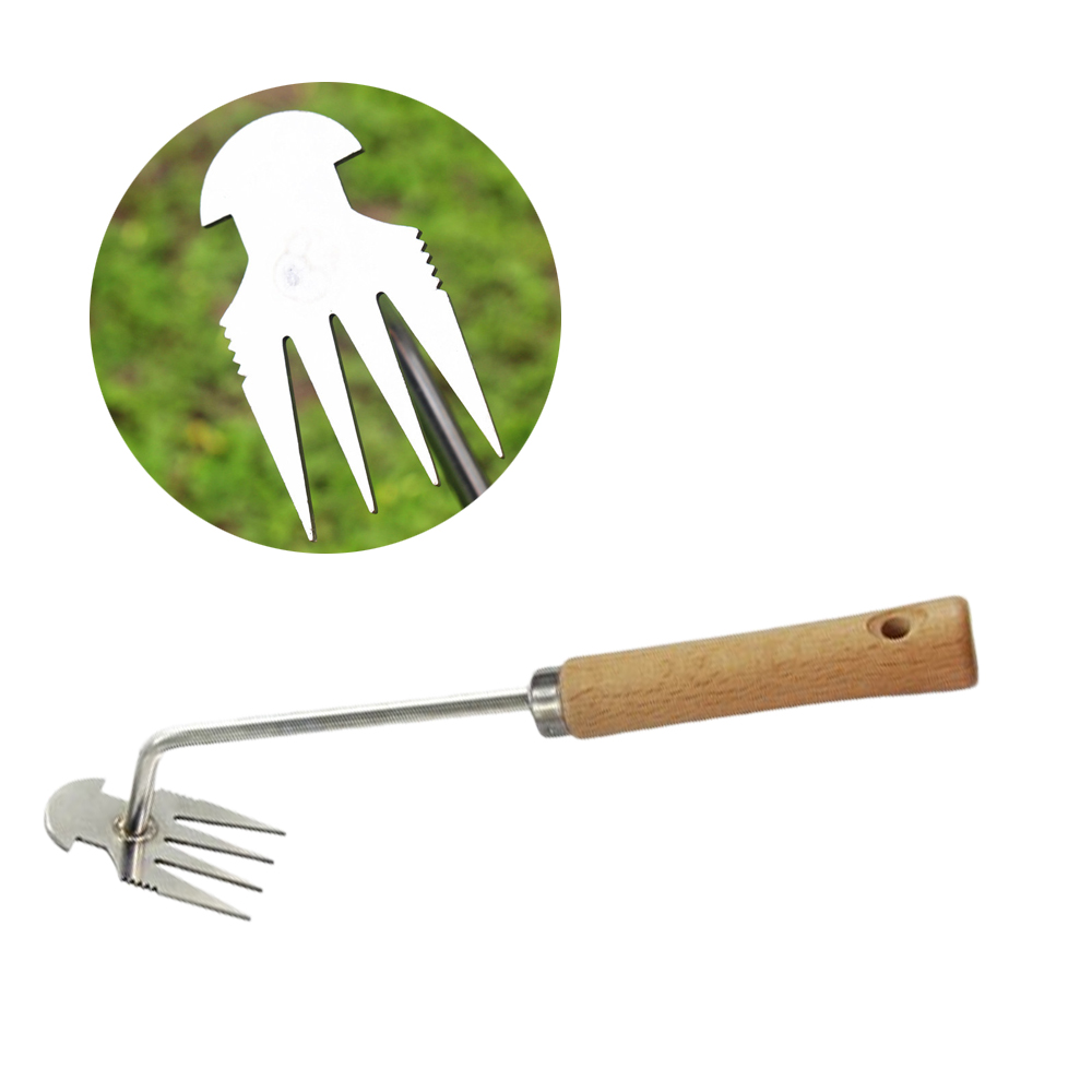 잡초 제거기 스텐 고급형 4후크 호미형 풀 뿌리 민들레 잔디 뽑기 제거 장대 지렛대 나물캐기 농기구 예초 벌초 원예
