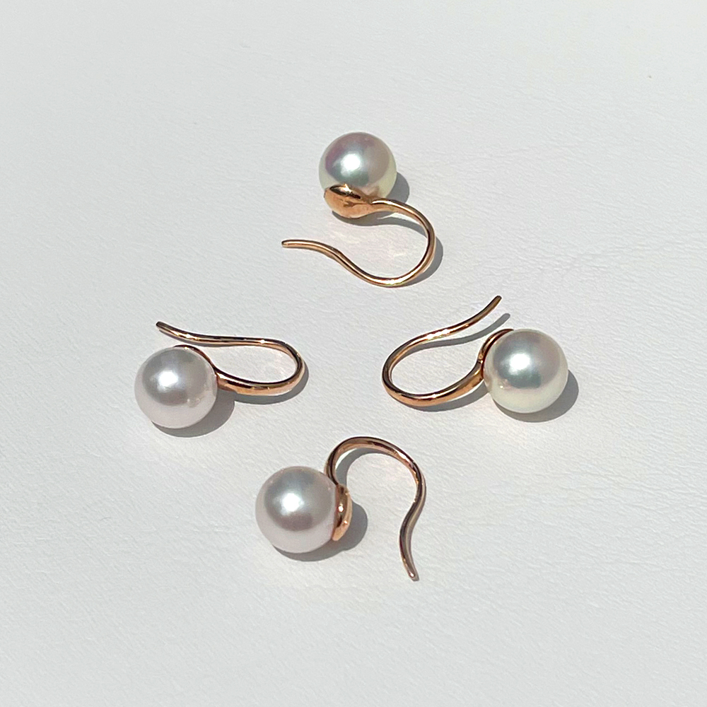14K 18K 인어의 눈물 8mm 아코야 해수 진주 귀걸이 후크 펄 이어링 이미지 6