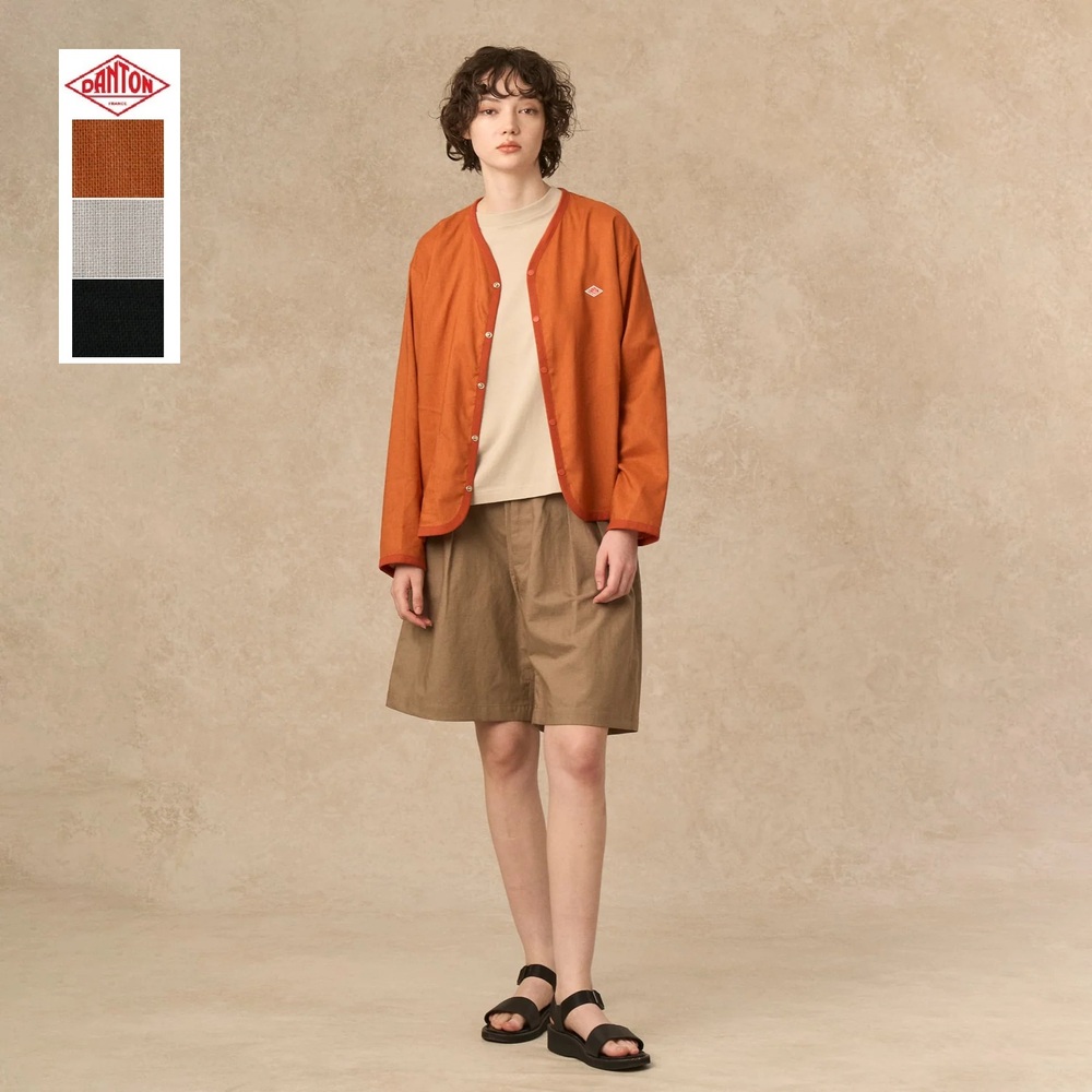 단톤 린넨 폴리에스터 셔츠 가디건 여성 DT-B0349LIP ORANGE 36 - 메인 이미지