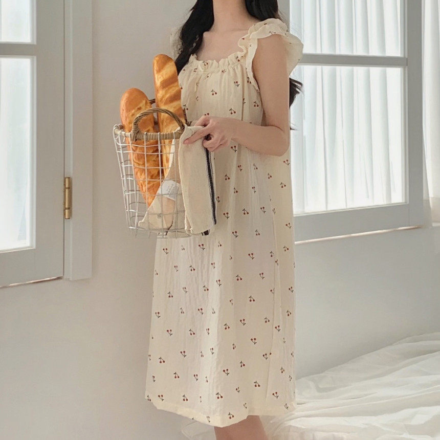 캡내장잠옷 나시잠옷 여름파자마 여성 원피스 민소매 빅사이즈 임산부 비올린 홈웨어
