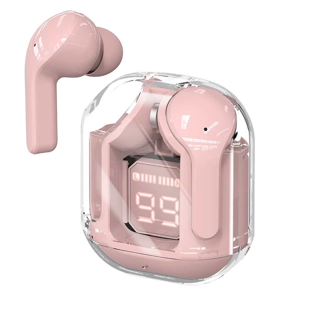핏 퓨어 투명 무선 블루투스 커널형 이어폰 TWS 디지털 LED 사파이어 핑크 제품 이미지