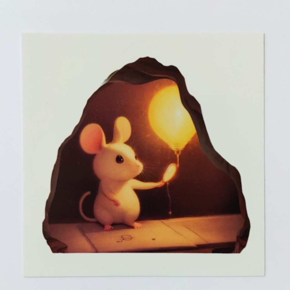 감성동물그림 쥐구멍모양벽스티커 착시인테리어스티커 1p - 상품 이미지