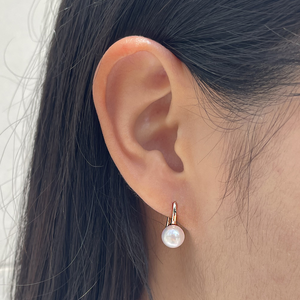 14K 18K 인어의 눈물 8mm 아코야 해수 진주 귀걸이 후크 펄 이어링 - 상세 이미지 2