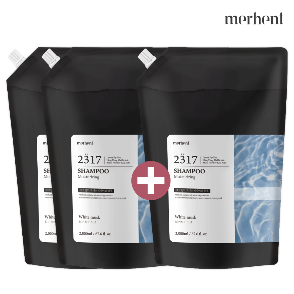2+1 메르헨트 모이스처라이징 샴푸 대용량 리필 2000ml 화이트머스크향 약산성 두피