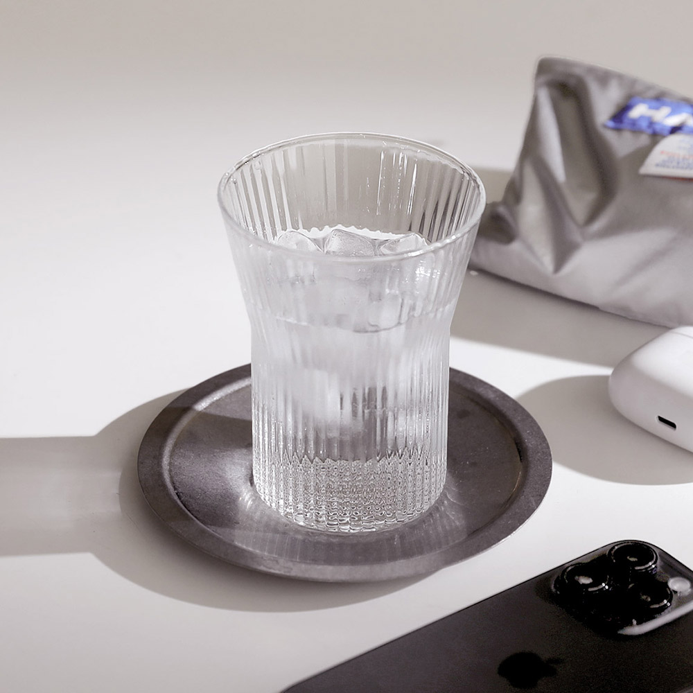 플리츠 Y 내열유리컵 홈카페 물컵 아이스커피잔 맥주잔 350ml - 상세 이미지 2