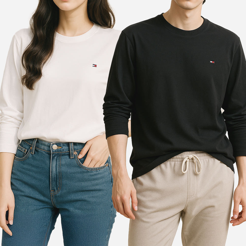 타미힐피거 로고 남녀공용 플래그 기본 긴팔 티셔츠 가격 비교 뉴욕트레이딩 타미힐피거 로고 남녀공용 플래그 기본 긴팔 티셔츠