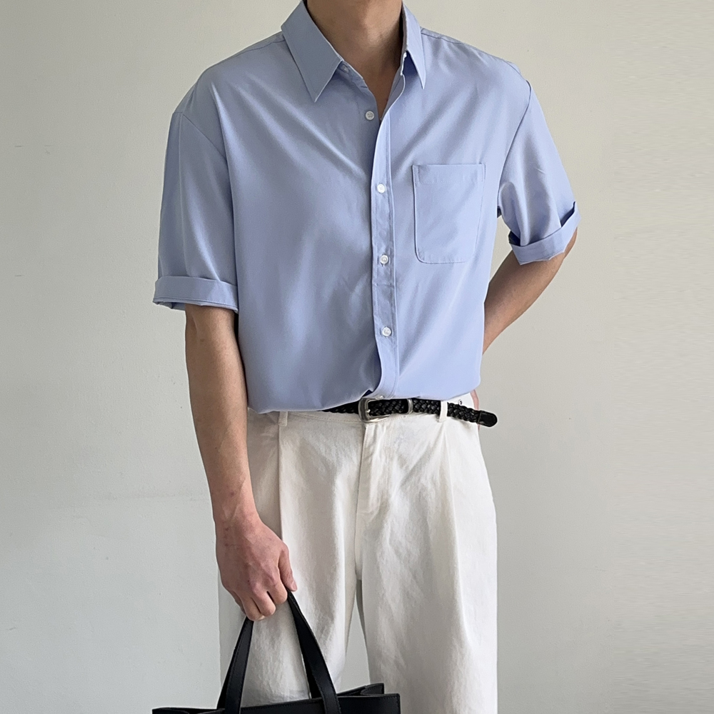 남자 반팔셔츠 빅사이즈 오버핏 링클프리 여름 남방 남자 셔츠