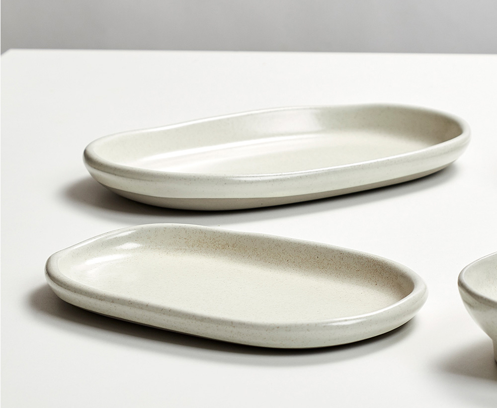도자기 테이블웨어 페블 시리즈 생선 샐러드 한식 파스타 타원 접시 오벌 플레이트