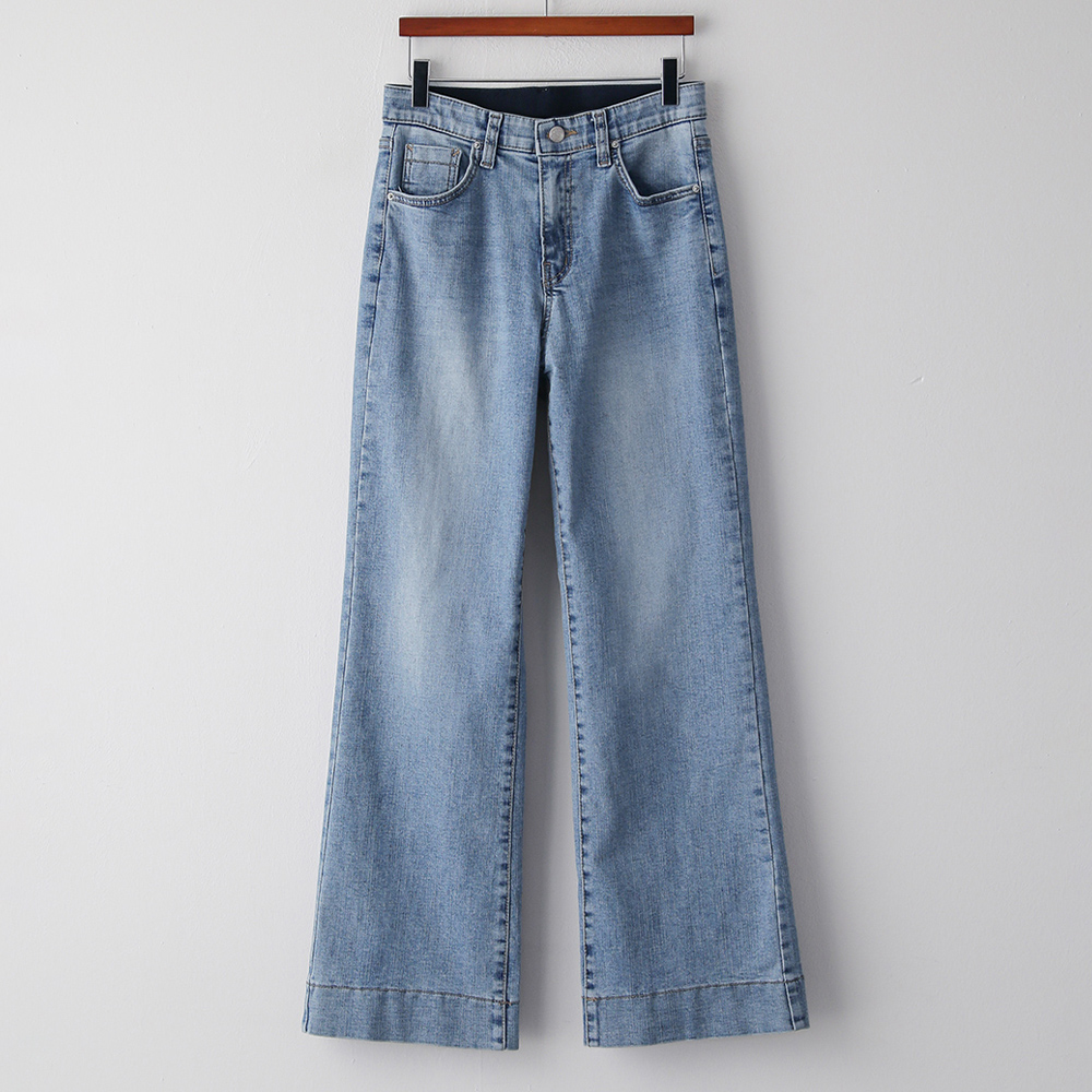 클러리 소프트 면스판 히든밴딩 세미부츠컷 데님 팬츠 - 상품 이미지