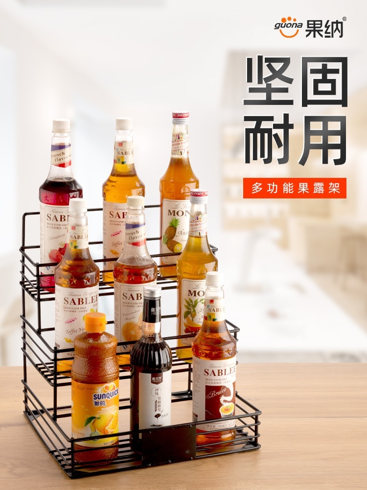 시럽 거치대 병 진열 소스 3단 철제 디스펜서 조미료 제트 2층6홀+과일이슬랙완전투명 - 상세 이미지 2