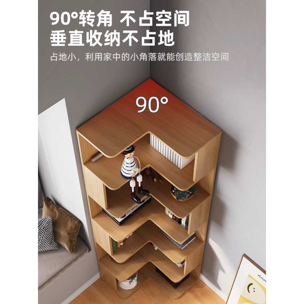 원목 ㄱ자책장 틈새 선반 책꽂이 공부방 우드 서재 5단 - 상세 이미지 3