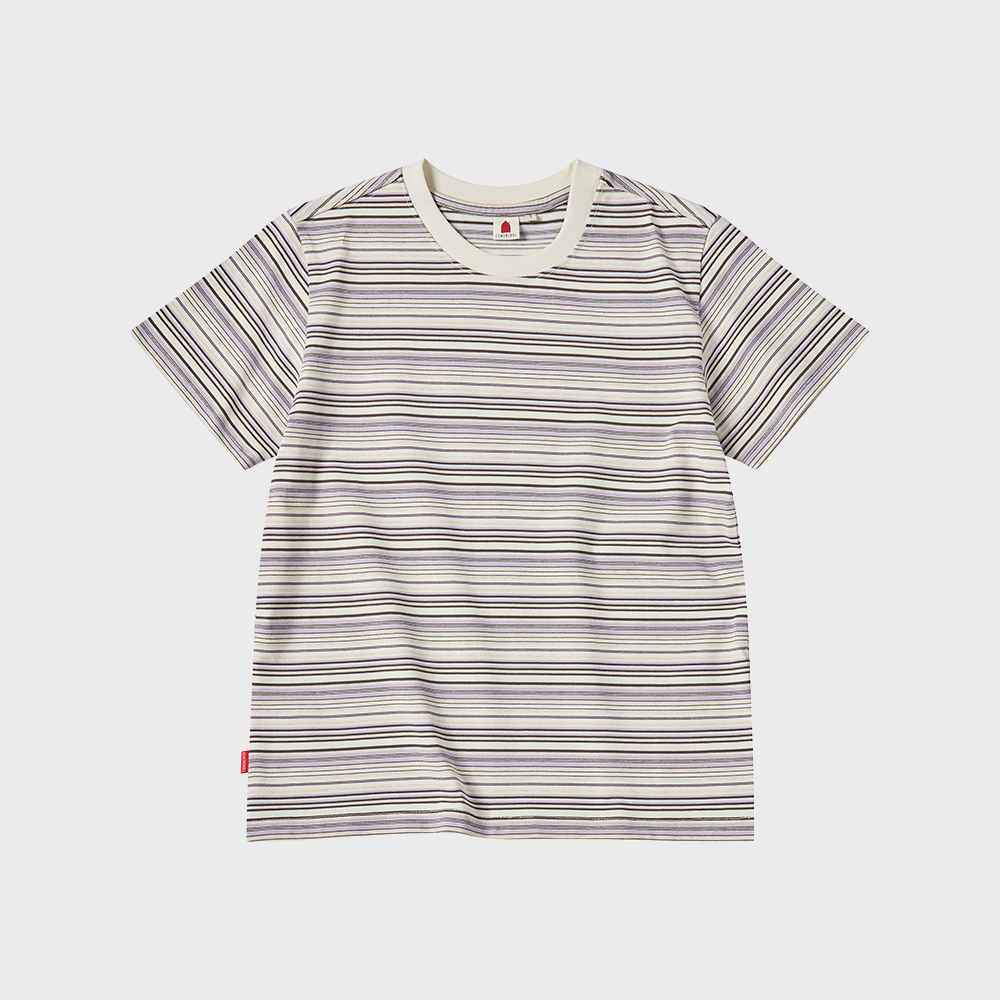 W SLIM MULTI STRIPE T-SHIRT [LIGHT VIOLET] : COMONINOZ