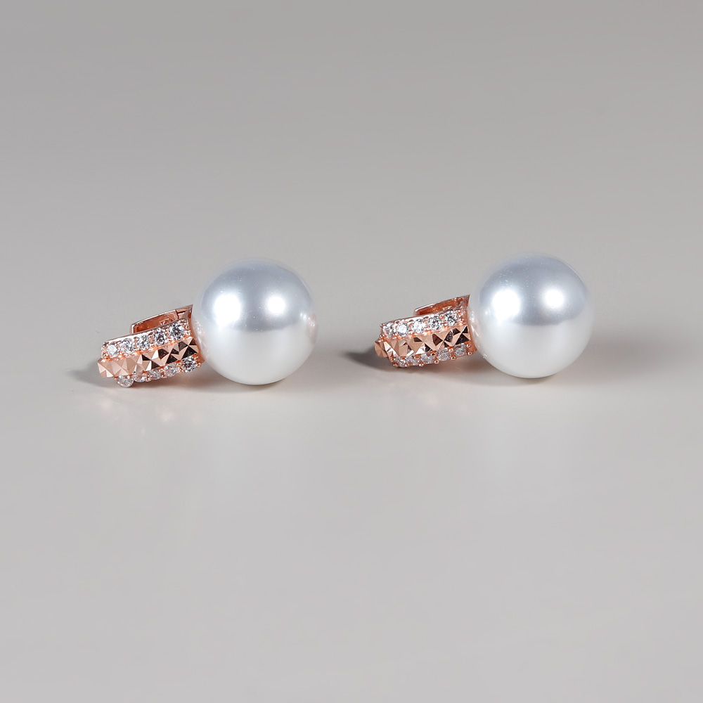 14K 18K 글리터 큐빅 핵 진주 원터치 링 귀걸이 혼주 한복 (2 size) - 상세 이미지 5