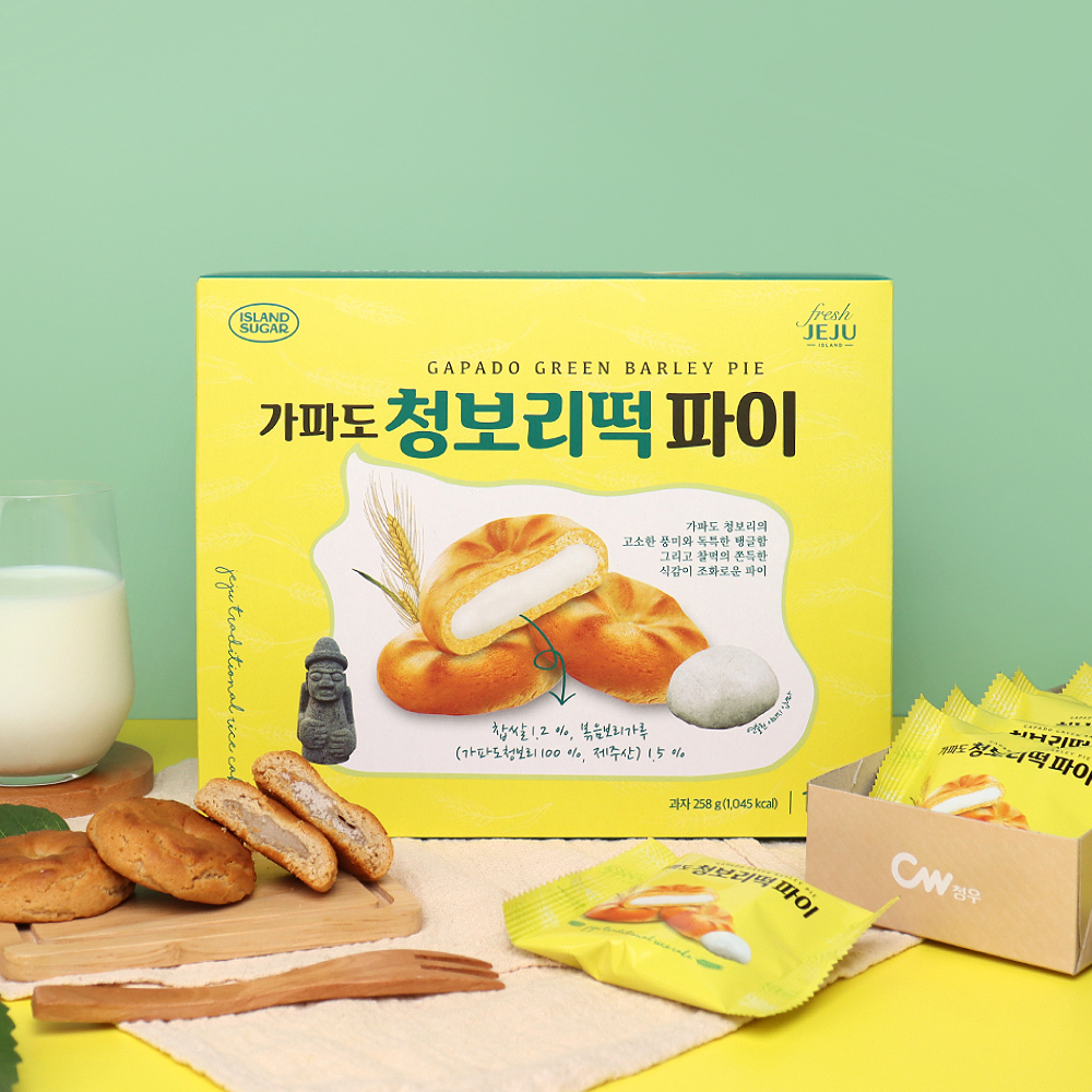 제주 가파도 청보리떡 파이 제주특산품 사무실간식 찰떡파이 선물 타르트 쿠키 - 메인 이미지