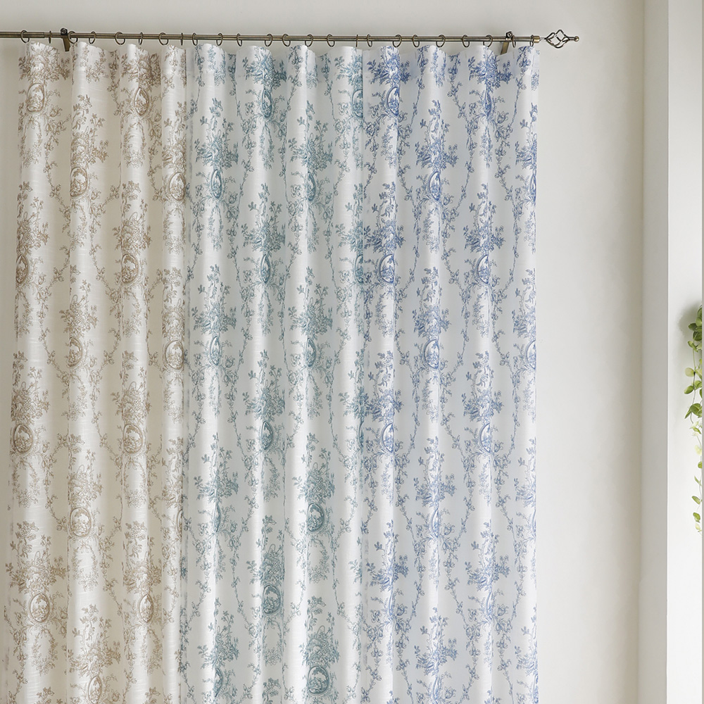 노스탤지어 거실 린넨 룩 뜨왈 레이스 가리개 차르르 커튼 속커튼