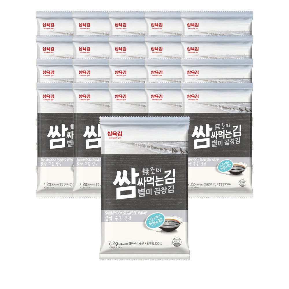 삼육김 무조미 쌈싸먹는김 별미곱창 (4절10매) 7.2g, 20개