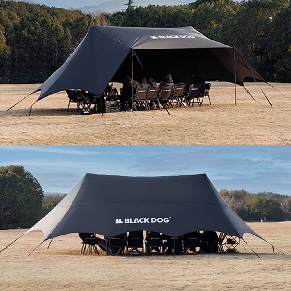 블랙독 초대형 타프 블랙코팅 캠핑 쉘터 천막 그늘막 어닝 8m