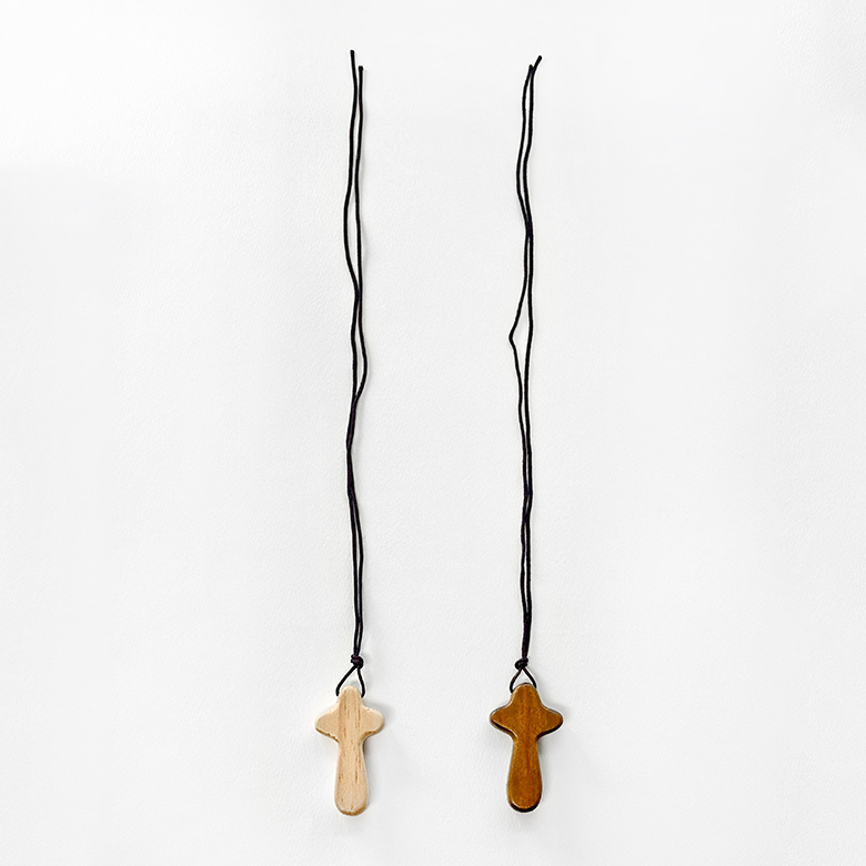 (대용량 10개)원목 나무 십자가 목걸이 x 면왁스끈 (90cm)세트 이미지 6