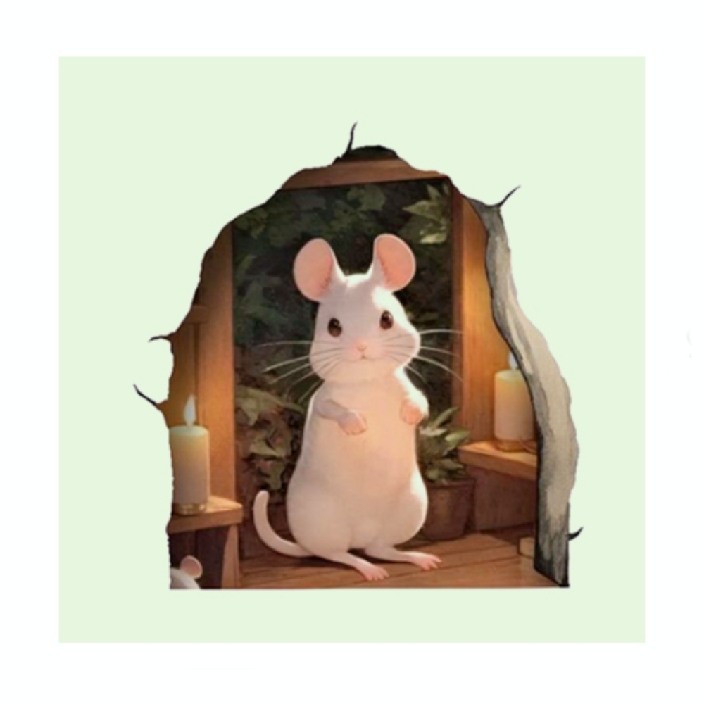 벽착시 귀여운흰색쥐그림 쥐구멍야광스티커 벽꾸미기스티커 1p - 상품 이미지