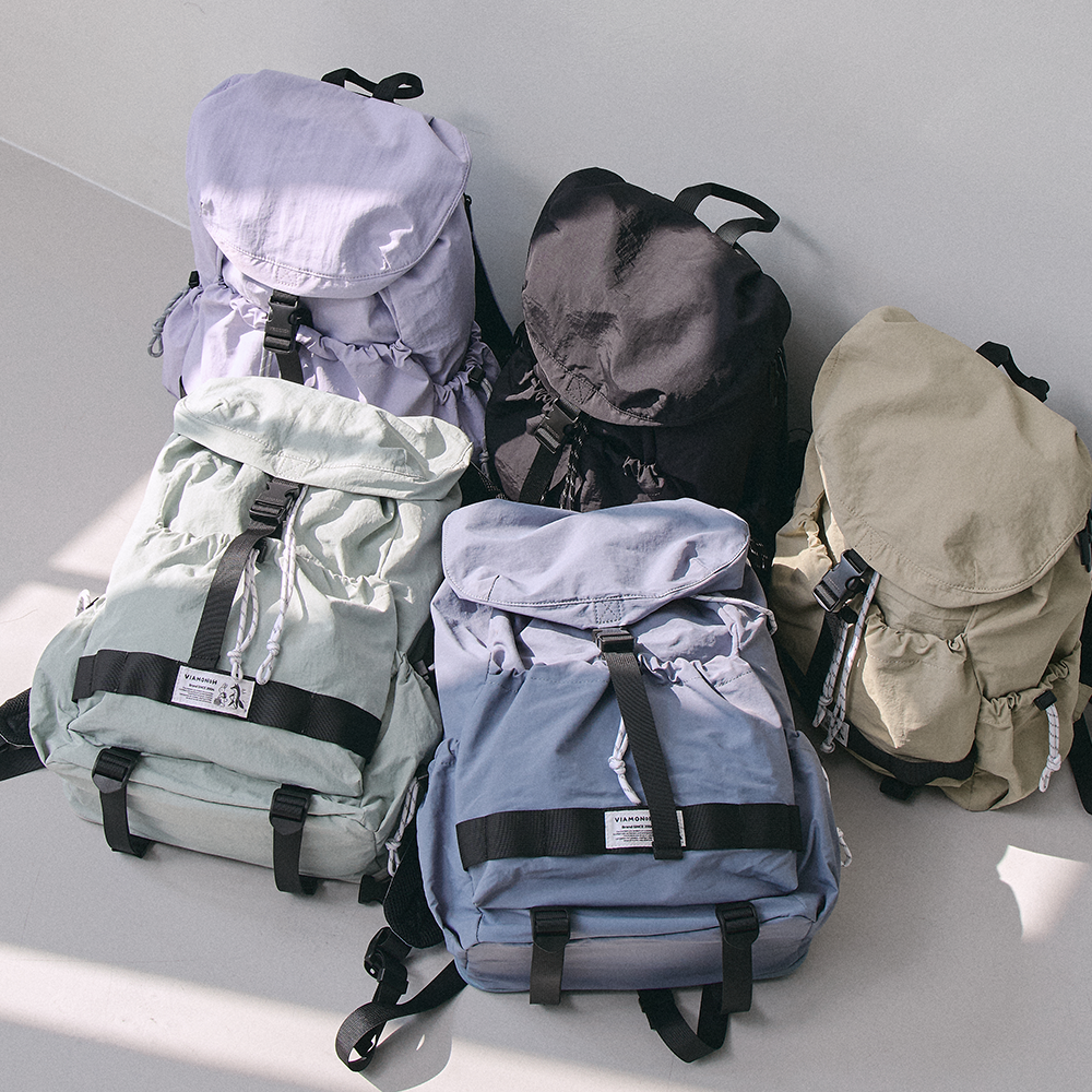 [비아모노] 트루비 스트링 럭색 여행용 보부상 확장형 나일론 백팩 블루