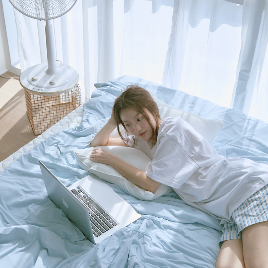 히말라야 쿨링 냉감이불 부드러운 시원한 실키스노우 여름 차렵이불 SS 150x200cm 사진 1