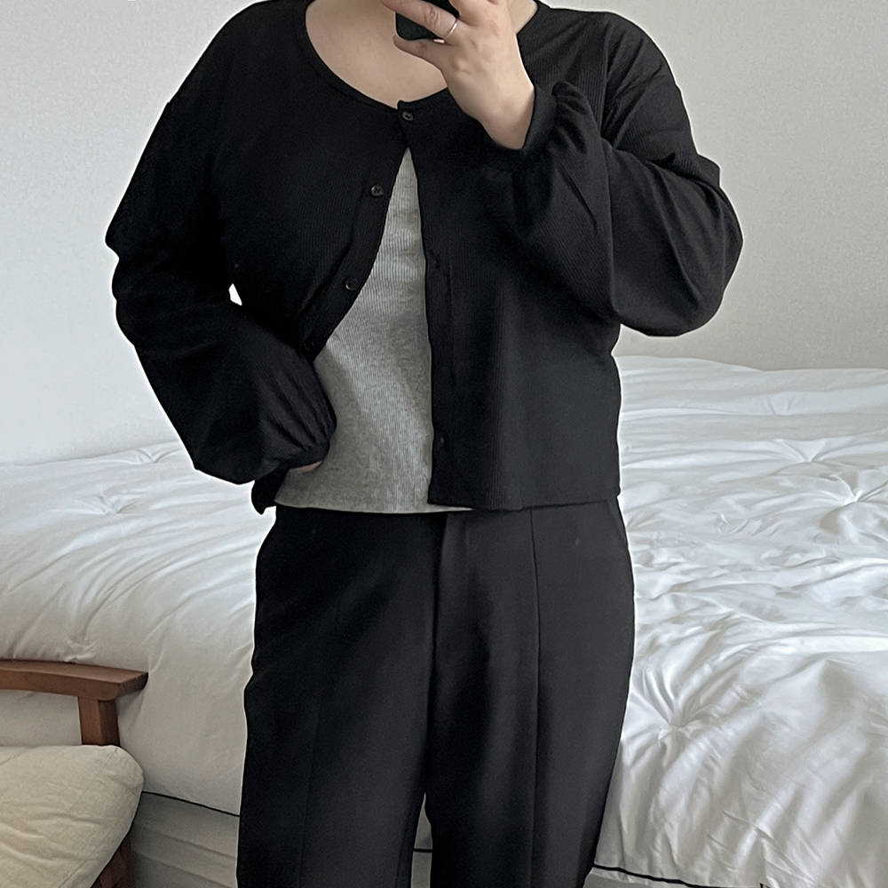 흰색가디건 얇은가디건 여름긴팔가디건 살안타템 크롭 간절기 빅사이즈 이미지 6