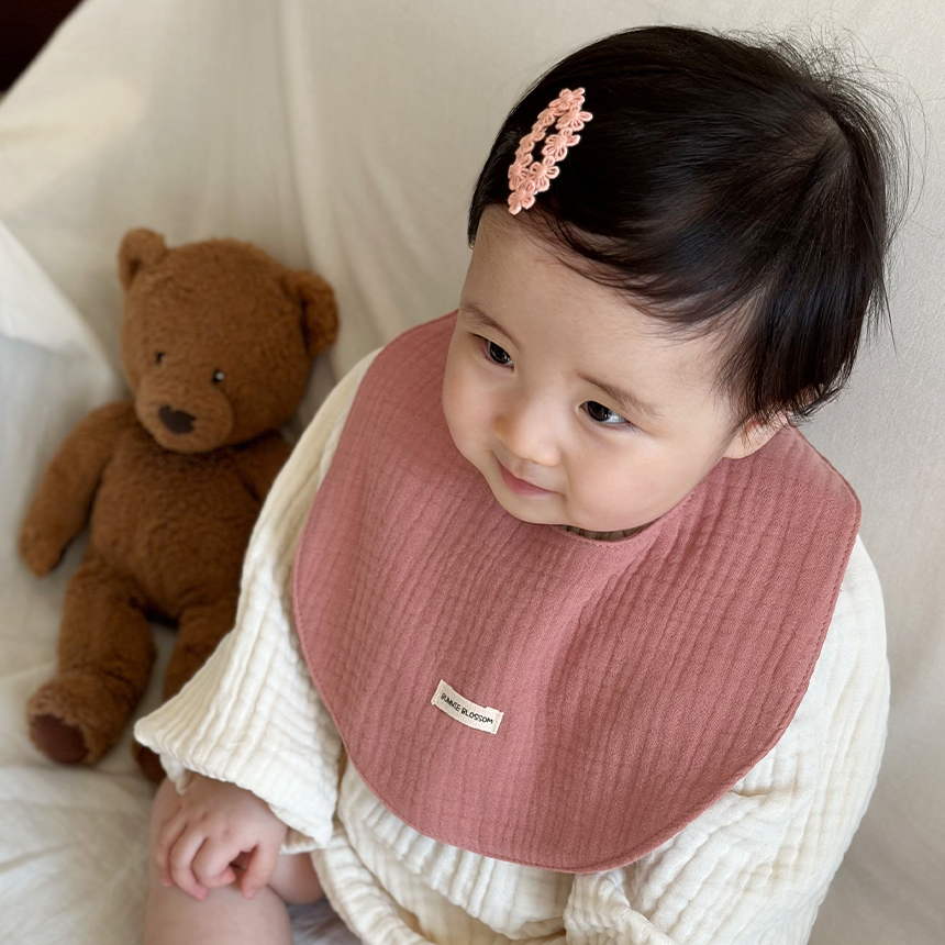 바니블라썸 7겹요루거즈 턱받이 아기 빕 이유식턱받이 거즈빕 순면 침받이 다크핑크