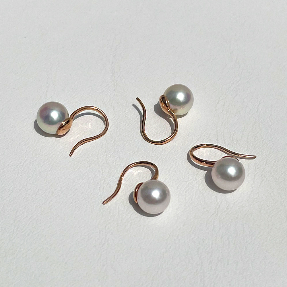 14K 18K 인어의 눈물 8mm 아코야 해수 진주 귀걸이 후크 펄 이어링 - 상세 이미지 5