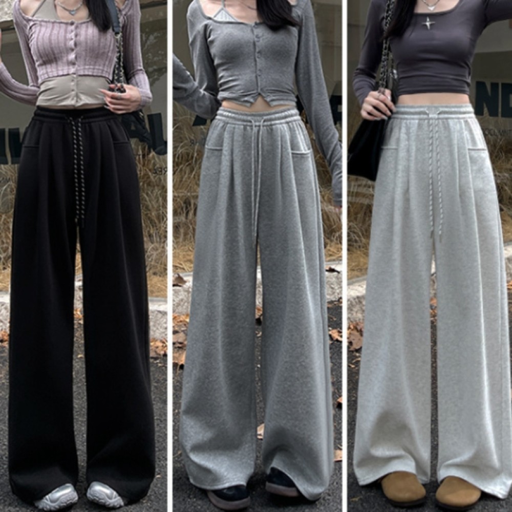 데일리 와이드핏 밴딩 팬츠 3color 여성 스트링 트레이닝 바지 숏 기본 롱 기장 - 상품 이미지