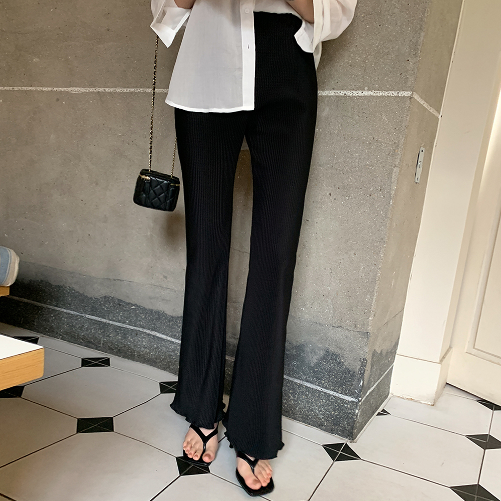 버브리 플리츠 밴딩 부츠컷 팬츠 - 상품 이미지