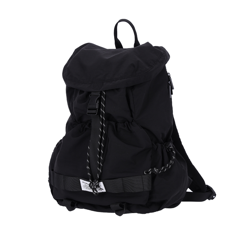 [비아모노] 트루비 스트링 럭색 여행용 보부상 확장형 나일론 백팩 블랙