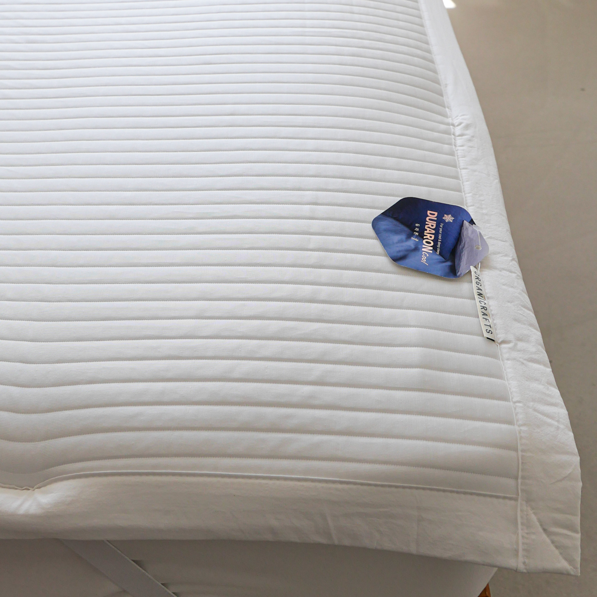 (1+1) 휴비스 듀라론 여름패드 냉감패드 고정밴드 화이트, (Q) 160x210