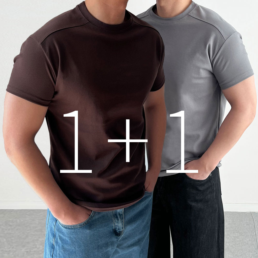 1+1 머슬핏반팔 머슬핏반팔티 남자여름티셔츠 - 상품 이미지