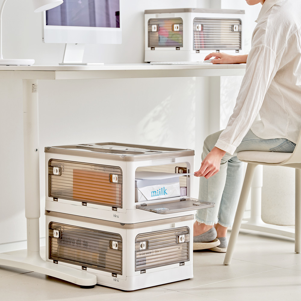 클리나 리빙박스 수납함 플라스틱 접이식 폴딩박스 28L