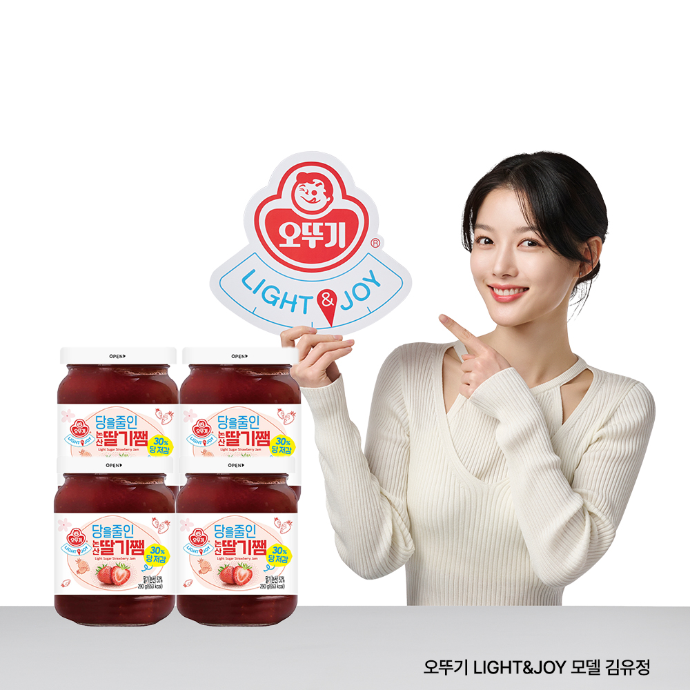 오뚜기 LIGHT&JOY 당을줄인 논산딸기쨈 290G 4개 - 메인 이미지