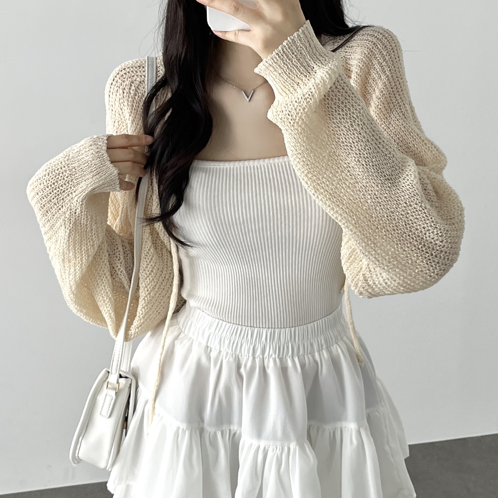 볼레로 여름가디건 린넨 숄가디건 부클 꽈배기가디건 연보라, FREE(One size)