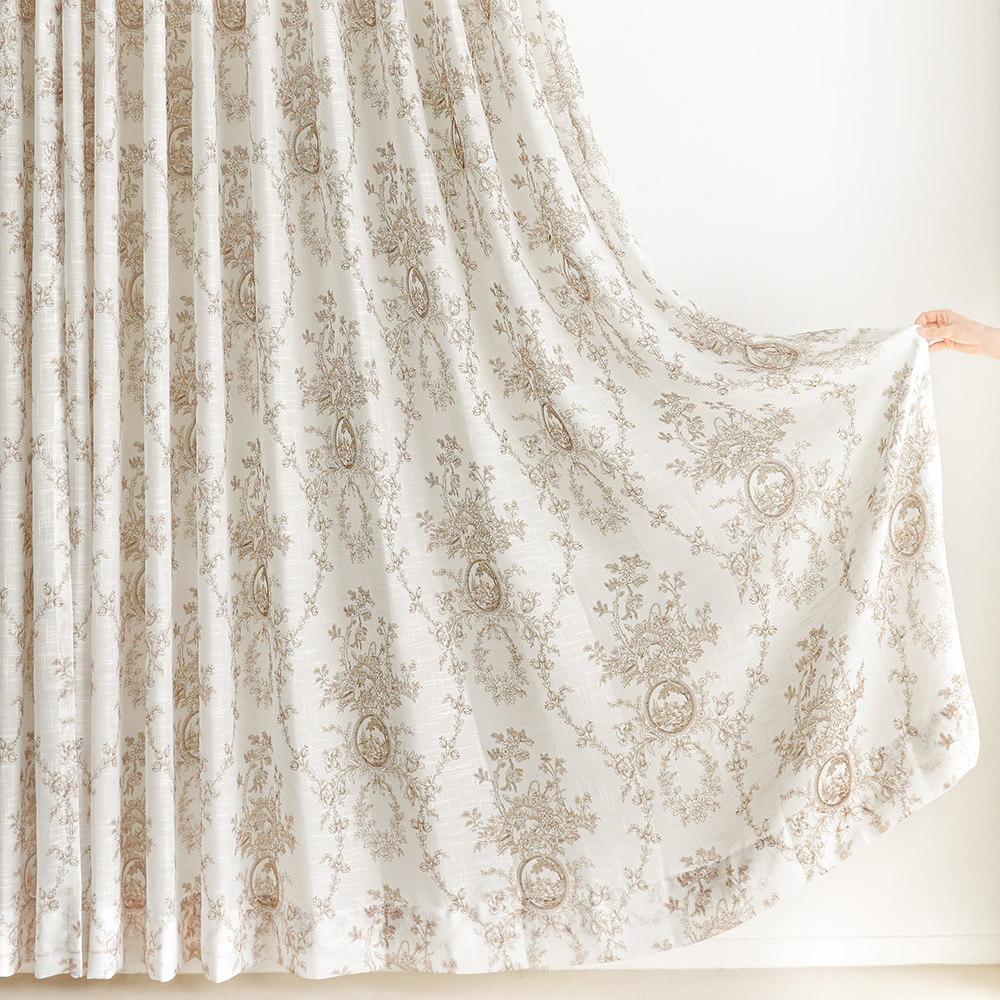 노스탤지어 거실 린넨 룩 뜨왈 레이스 가리개 차르르 커튼 속커튼