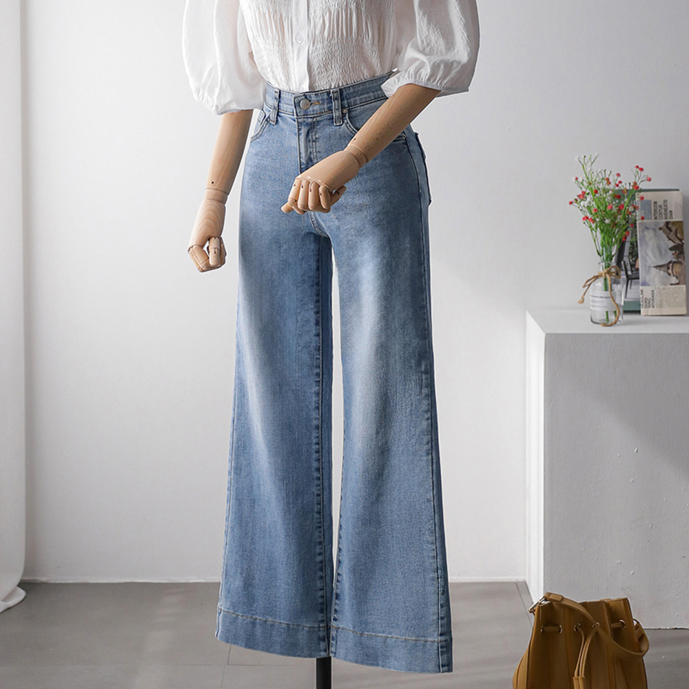 클러리 소프트 면스판 히든밴딩 세미부츠컷 데님 팬츠 - 상세 이미지 2