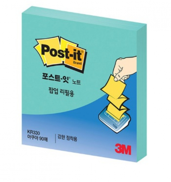 3M 포스트잇 팝업리필 KR330 아쿠아 90매 20개입 - 상품 이미지