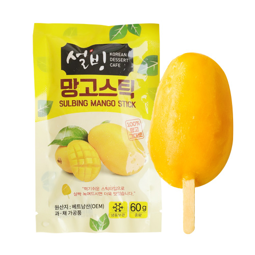 설빙 아이스망고바 냉동망고스틱 60g, 20개 - 상품 이미지