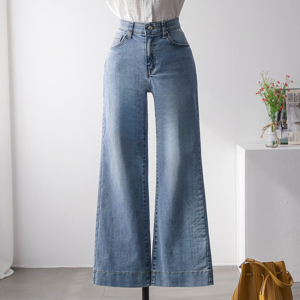 클러리 소프트 면스판 히든밴딩 세미부츠컷 데님 팬츠 - 상세 이미지 3