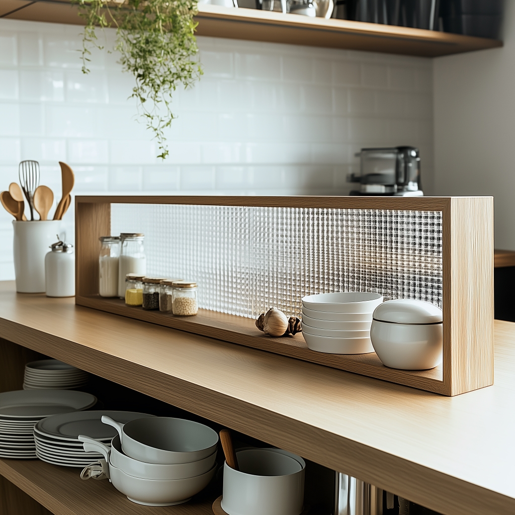 코틸레돈 주방 아일랜드 유리 파티션 화이트 400 모루 유리