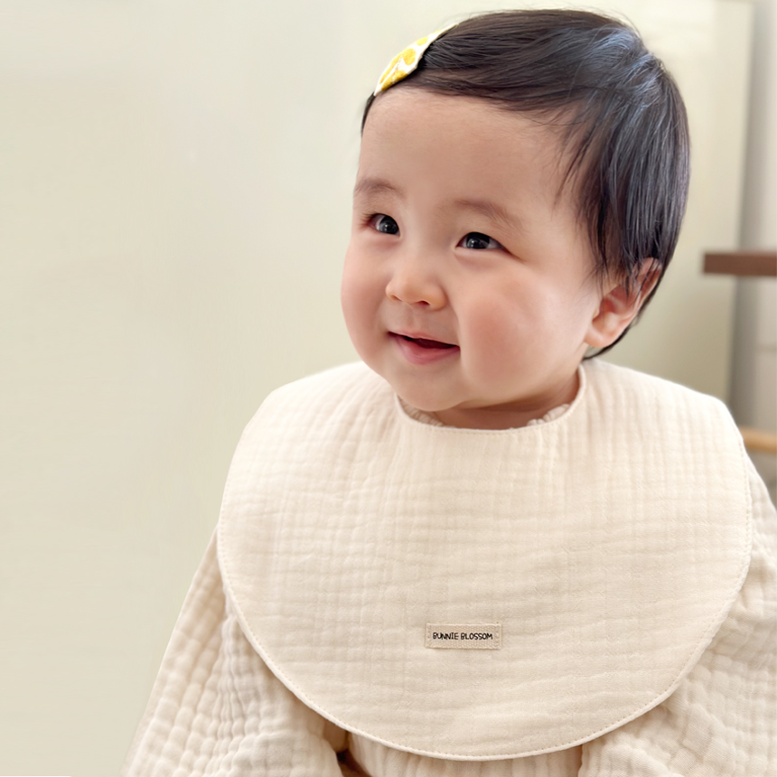 바니블라썸 턱받이 아기 7겹 요루거즈 이유식 턱받이 순면 거즈빕 침받이 다크핑크