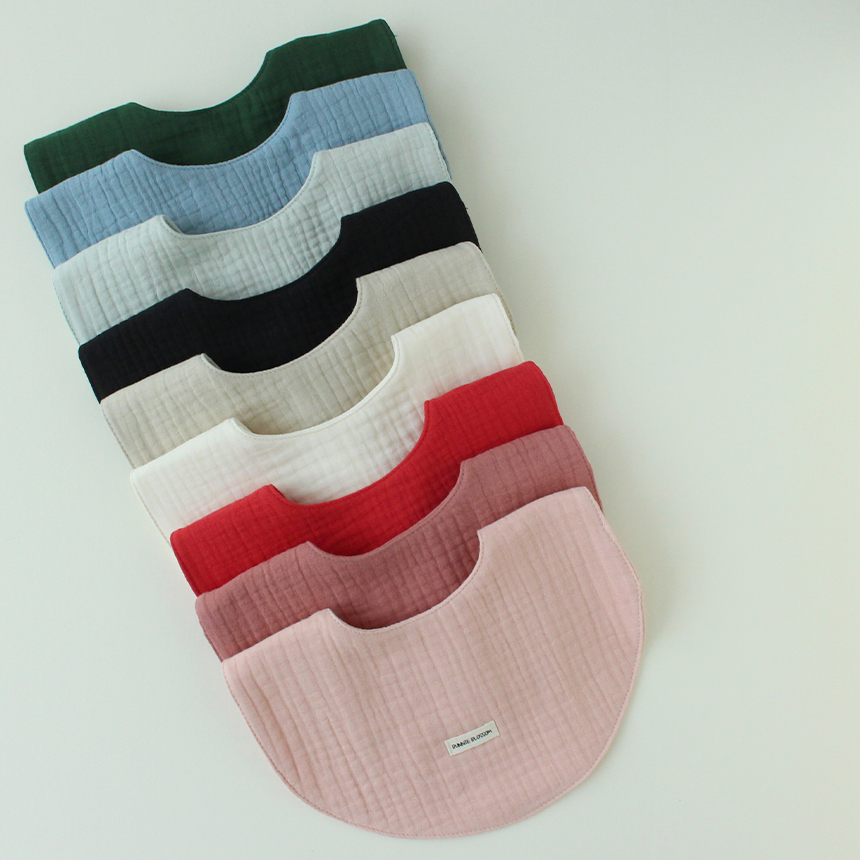 바니블라썸 턱받이 아기 7겹 요루거즈 이유식 턱받이 순면 거즈빕 침받이 다크핑크