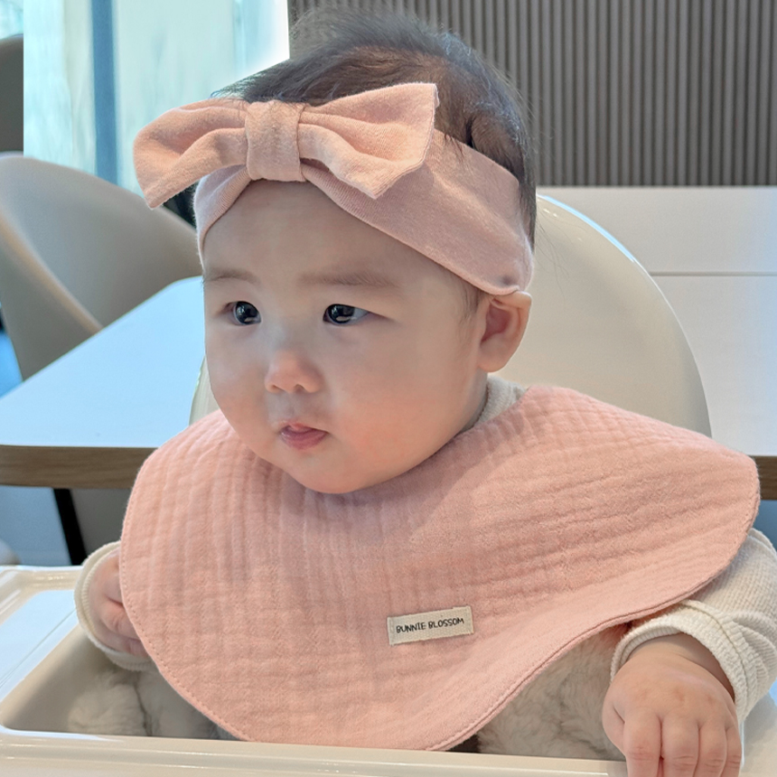 바니블라썸 턱받이 아기 7겹 요루거즈 이유식 턱받이 순면 거즈빕 침받이 다크핑크