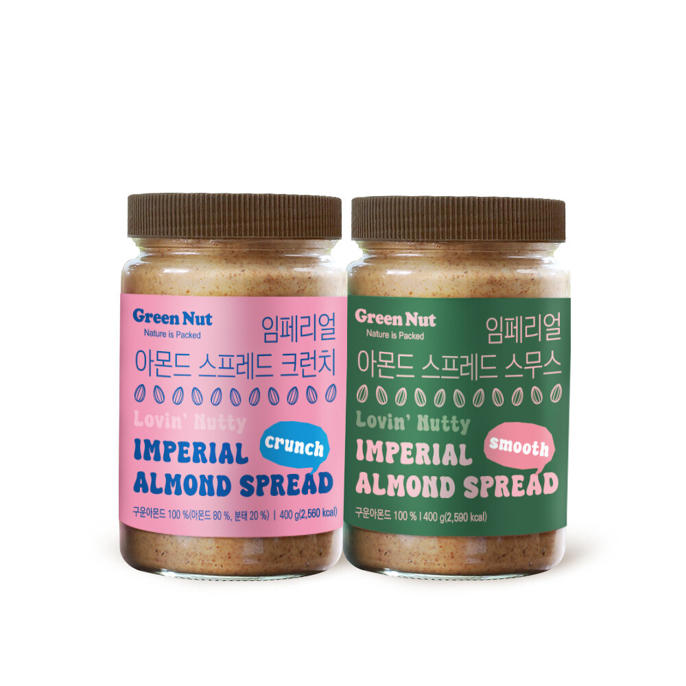 (C) 임페리얼 아몬드버터 크런치 1통+스무스 1통(400g2통) - 메인 이미지